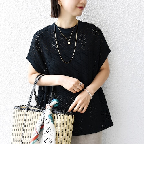 WEB限定】〈手洗い可能〉アイレット クルーネック プルオーバー