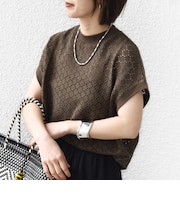 《一部追加予約》【WEB限定】〈手洗い可能〉アイレット クルーネック プルオーバー