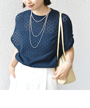 【WEB限定】〈手洗い可能〉アイレット クルーネック プルオーバー