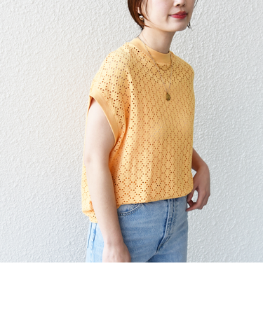 【WEB限定】〈手洗い可能〉アイレット クルーネック プルオーバー