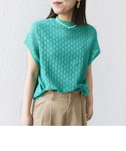 【WEB限定】〈手洗い可能〉アイレット クルーネック プルオーバー