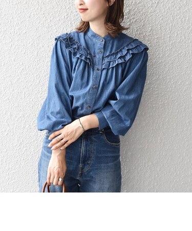 手洗い可能〉デニムフリルブラウス◇｜シップスの通販｜&mall（アンド 