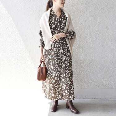 【WEB限定】〈手洗い可能〉フロントボタンフラワープリントワンピース◇