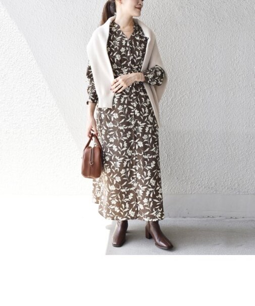 【WEB限定】〈手洗い可能〉フロントボタンフラワープリントワンピース◇