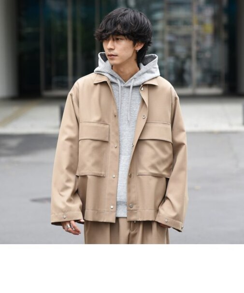 SHIPS: RAXAコラボ ウールサージ Wポケット シャツジャケット (ブルゾン)