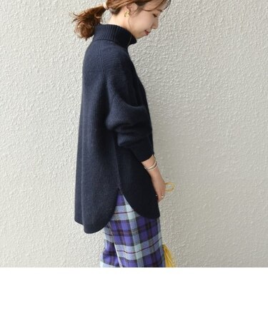 SHIPS any: ファーリー ニット ラウンドヘム タートルネック プルオーバー