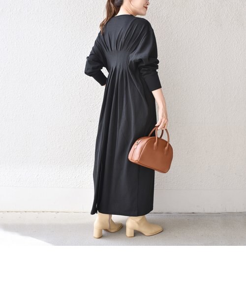 WEB限定】〈手洗い可能〉ヘビーウェイトバックタックワンピース