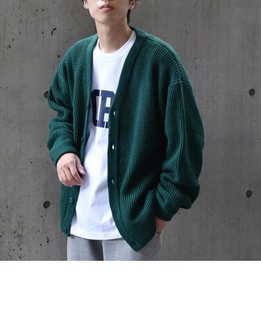 【SHIPS any別注】SKOOKUM: 【ウォッシャブル】ヘビー ワッフル リラックス カーディガン◇
