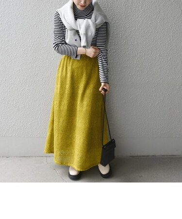 SHIPS any: レースニット ライク スカート