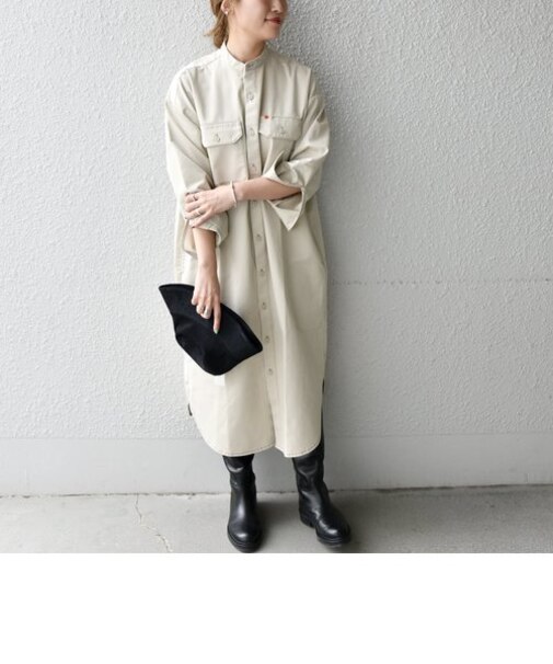 【SHIPS any別注】UNIVERSAL OVERALL:〈ウォッシャブル〉ソフト ワーク シャツ ワンピース