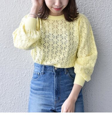 SHIPS any: レースワーク パフスリーブ プルオーバー2