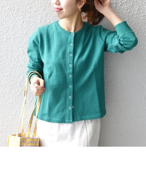 SHIPS any:〈抗菌防臭〉USAコットン 裏毛 スナップ カーディガン