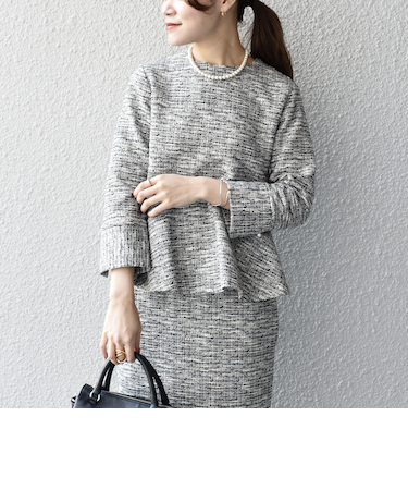 *〈手洗い可能〉ツイードペプラムプルオーバー(セットアップ対応)◇