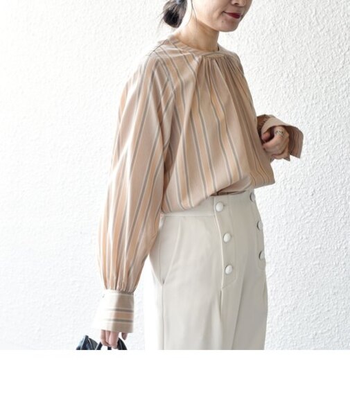 シアーストライプギャザーブラウス◇