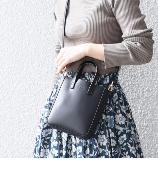 リサイクルレザー ポーチ付き 撥水 2WAY ミニトート ◇