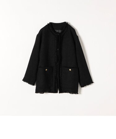 SHIPS any:〈手洗い可能〉ノーカラー カラーミックス ツイード ジャケット