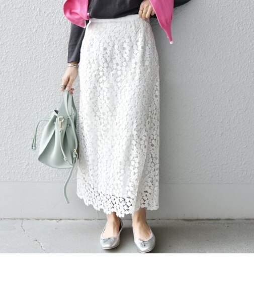 SHIPS any:〈手洗い可能〉リリー レース ストレート スカート