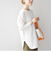 SHIPS any:〈吸水速乾〉ラウンドヘム ロングスリーブ ワイド TEE