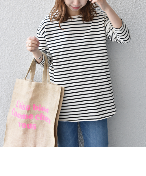 SHIPS any:〈吸水速乾〉ラウンドヘム ロングスリーブ ワイド TEE