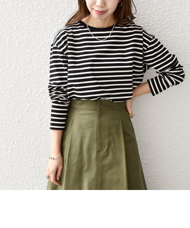 SHIPS any:〈吸水速乾〉ラウンドヘム ロングスリーブ ワイド TEE