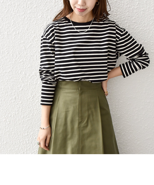 SHIPS any:〈吸水速乾〉ラウンドヘム ロングスリーブ ワイド TEE