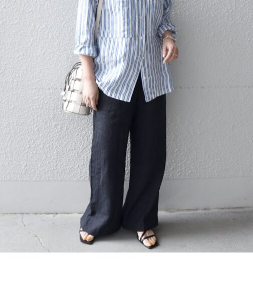 SHIPS any:〈ウォッシャブル〉オーガニックリネン ピンタック イージー パンツ