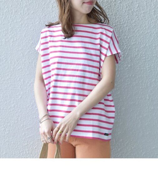 【SHIPS any別注】Le minor: ボートネック フレンチスリーブ ボーダーカットソー