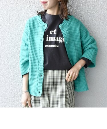 SHIPS any: リサイクルコットン バスケット クルーネック カーディガン