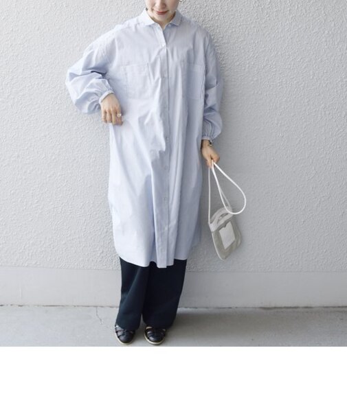 SHIPS any:〈接触冷感・吸水速乾〉バック フリル ギャザー シャツワンピース