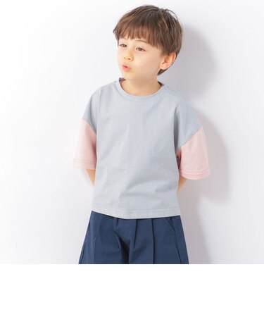SHIPS any: オーバーサイズ バイカラー 半袖 Tシャツ <KIDS>