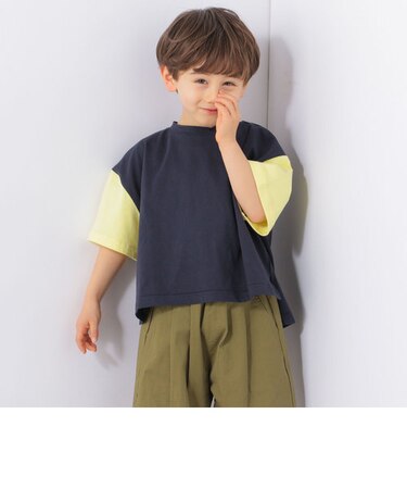 SHIPS any: オーバーサイズ バイカラー 半袖 Tシャツ <KIDS>