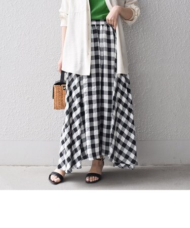 〈手洗い可能〉ギンガムチェックギャザースカート