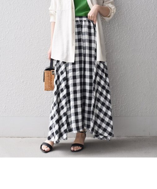 〈手洗い可能〉ギンガムチェックギャザースカート