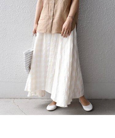 〈手洗い可能〉ギンガムチェックギャザースカート