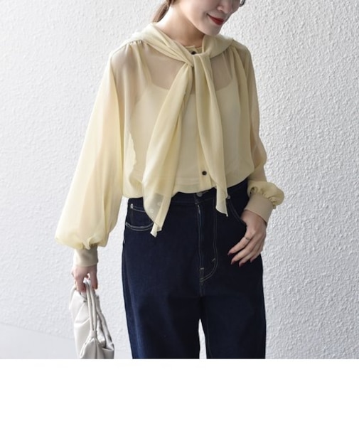 〈手洗い可能〉 ドット / ソリッド 2WAY タイ ブラウス