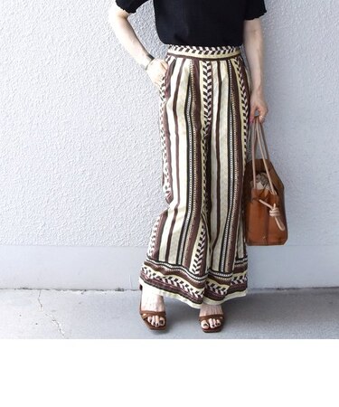 SHIPS any:〈ウォッシャブル〉ジオメトリック ストライプ イージー パンツ