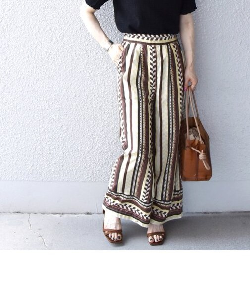 SHIPS any:〈ウォッシャブル〉ジオメトリック ストライプ イージー パンツ