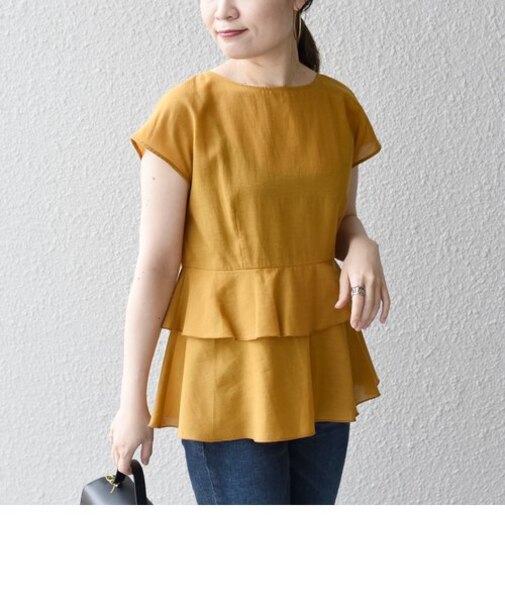*〈手洗い可能〉2WAYリネンミックスペプラムブラウス◇