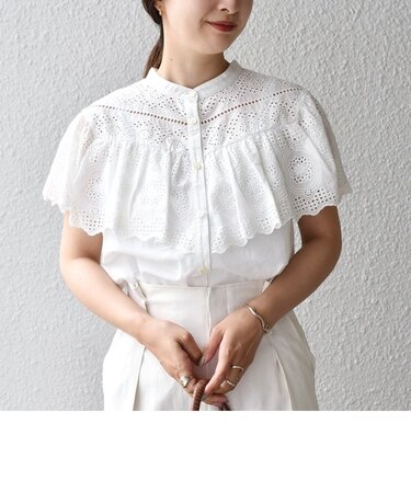 〈手洗い可能〉オリジナルレース刺繍フリルブラウス◇