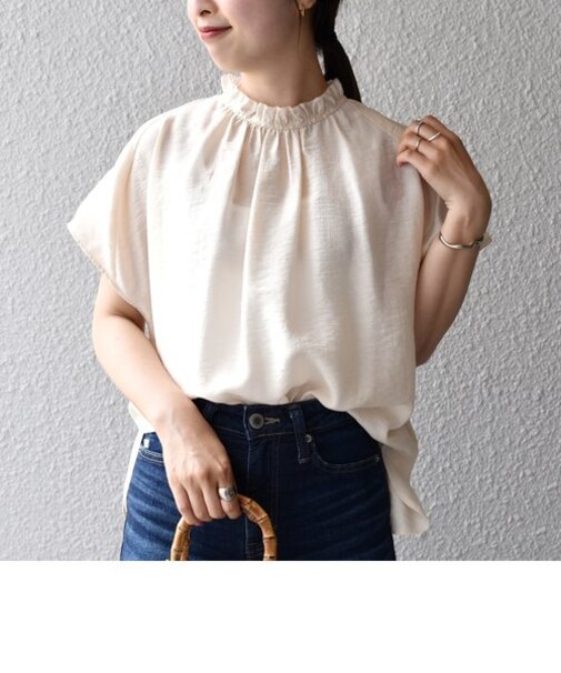 〈手洗い可能〉シアーシルクギャザーシャツ