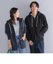【WEB限定】SHIPS: マイクロ SHIPS 刺繍 ロゴ 裏毛 スウェット ジップ パーカー