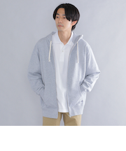 【WEB限定】SHIPS: マイクロ SHIPS 刺繍 ロゴ 裏毛 スウェット ジップ パーカー