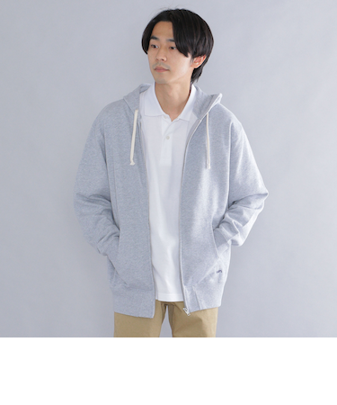 【WEB限定】SHIPS: マイクロ SHIPS 刺繍 ロゴ 裏毛 スウェット ジップ パーカー