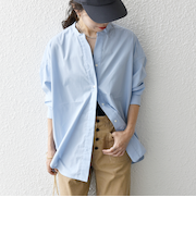 SHIPS any:〈洗濯機可能〉REPREVE バンド カラー シャツ