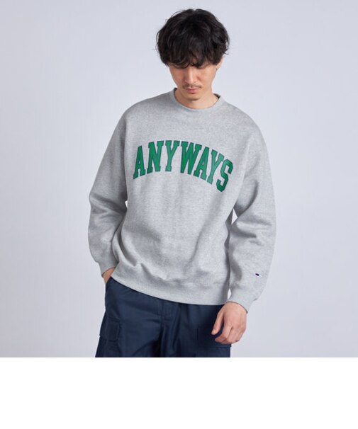 【SHIPS any別注】Champion: ANYロゴ カレッジプリント クルーネック スウェット◇