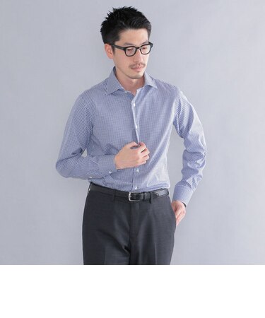 SHIPS: イージーアイロン ギンガムチェック ワイドカラー  シャツ