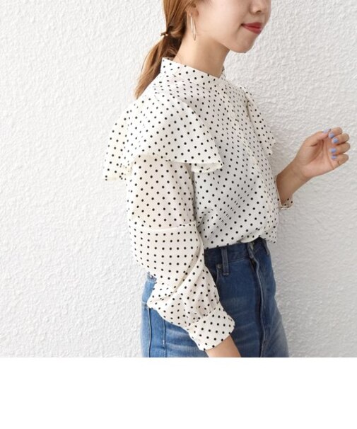 SHIPS any:〈ウォッシャブル〉ジョーゼット ショルダー フリル ブラウス