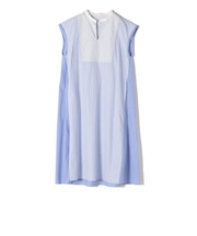 〈手洗い可能〉コットンストライプMIXワンピース◇