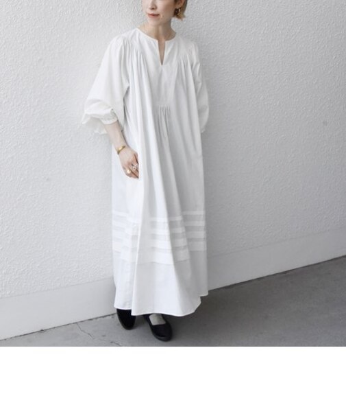 SHIPS any:〈ウォッシャブル〉カフタン パフ ワンピース