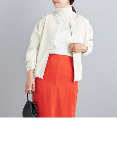 〈手洗い可能〉フェイクレザージップブルゾン◇